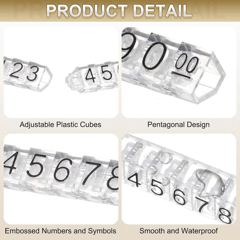 uxcell 10 Set Price Display Cube, Adjustable Price Tag Stand Removable Mini Tag Number Letter Price Dollar Block Kit for Jewelry Retail Shop Price Signs (Clear/Black, 2.2" Length) - Image 3